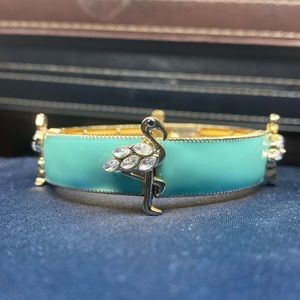 Enameled Stretch Rhinestone Flamingo Bracelet